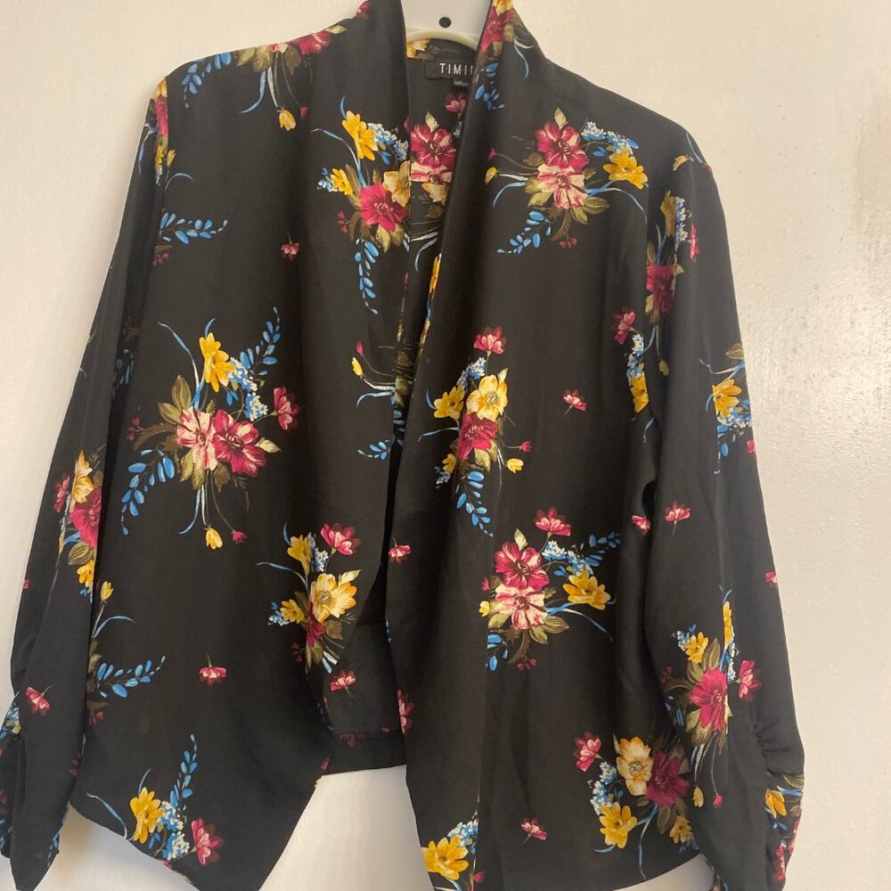 Timing Los Angeles Black Floral Top Lightweight - Large